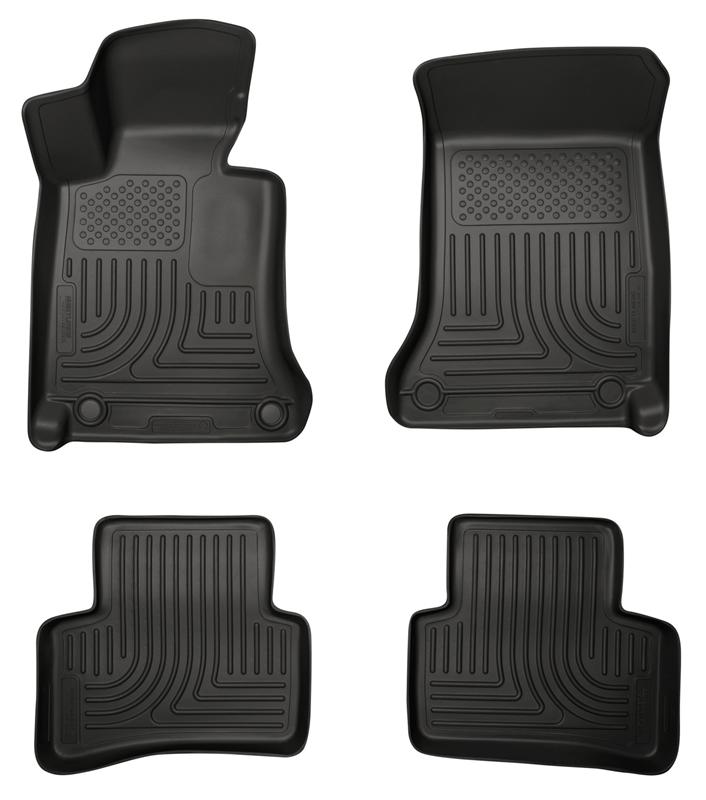 Mercedes-Benz C-Class Floor Liners - Front + Rear - Husky Liners - WeatherBeater Combo - Black - 2012